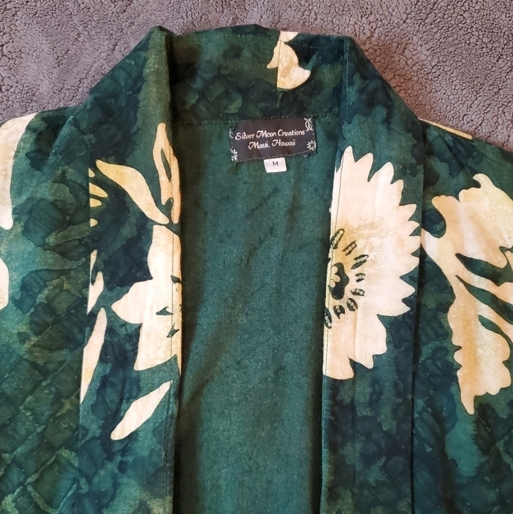 Silver Moon Creations Maui Hawaii Green Floral Open Cardigan - Picture 3 of 10